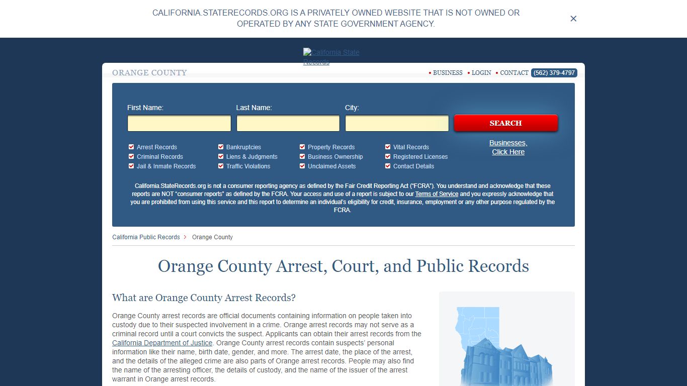 Orange County Arrest, Court, and Public Records